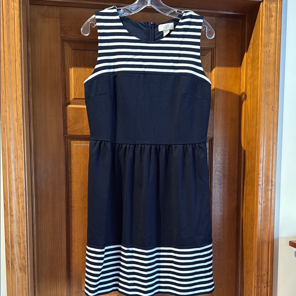 Women’s Loft Dress, Blue/White Striped, 8